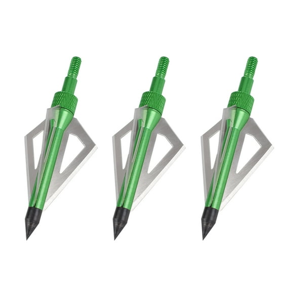 100gr Hunting Broadheads 3 Blades Steel Arrow Heads Replaceable Outdoor Shooting, Pack of 12