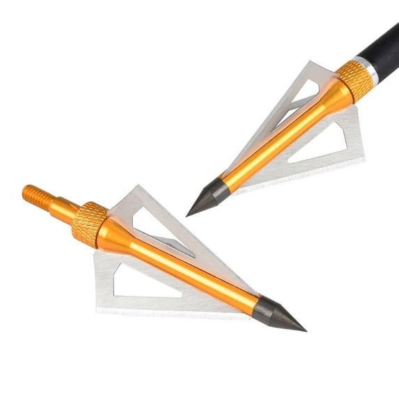 100gr Hunting Broadheads 3 Blades Steel Arrow Heads Replaceable Outdoor Shooting, Pack of 12