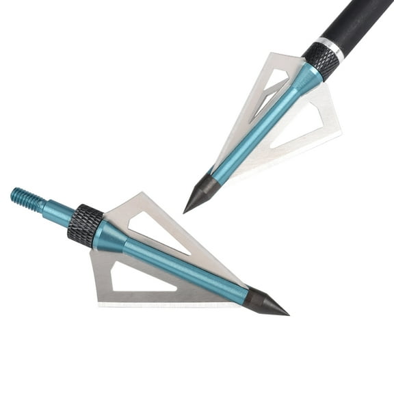 100gr Hunting Broadheads 3 Blades Steel Arrow Heads Replaceable Outdoor Shooting, Pack of 12