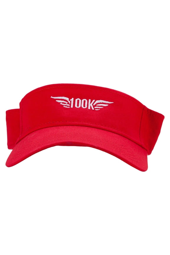 100k Embroidered Cotton Twill Sun Visor - Red OSFM