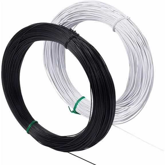 100m/109 Yards 2 Colors Millinery Memory Wire White and Black PVC Covered Millinery Wire PVC Covered Floral Memory Wire with Metal Wire for Millinery Hat Brims Sewing Supplies