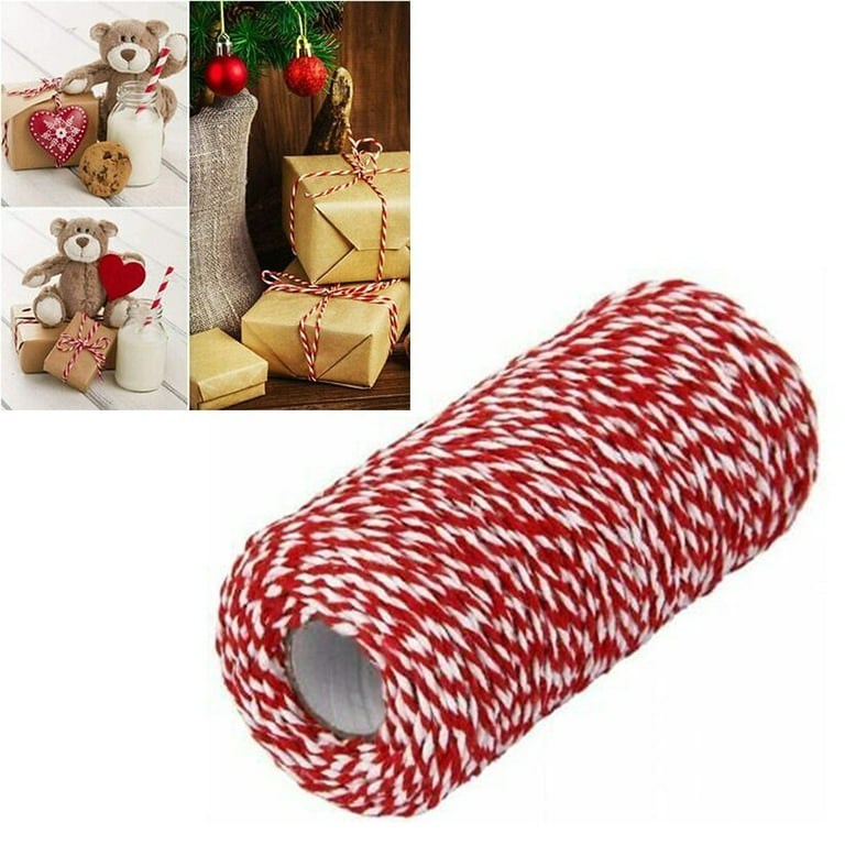 100m Chunky Red & White String Cord Christmas Gift Wrap CANDY CANE BAKERS  TWINE