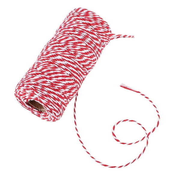 100m Handmade Double Color Cotton Thread Twine String Decoration(red white)