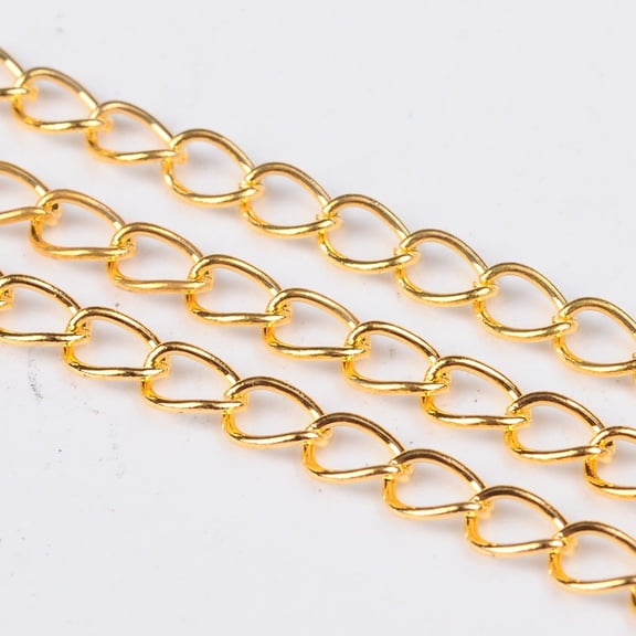 100m Iron Side Twisted Chain Unwelded Lead Free with Spool Golden 6x4x0.7mm 328.08 Feet(100m)/roll