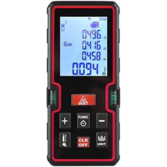 100m Measure LCD Digital Distance Meter Mini Finder Distance/Area//Pythagorean Measuring Tool with Dual Level Bubble, Unit Ce, Datum Mark Switch, Countdown, History$$Tools