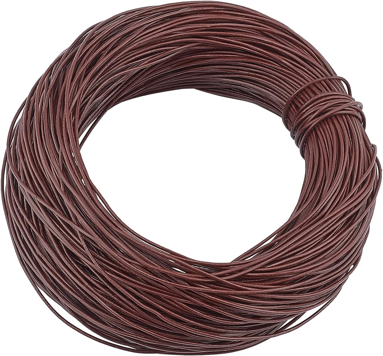 100m SaddleBrown Cowhide Leather Cord Round Leather Jewelry Cord for Jewelry DIY Making 1mm