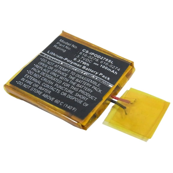 100mAh 616-0278 616-0274 Battery for Applee Shuffle G2 1GB Shuffle G3
