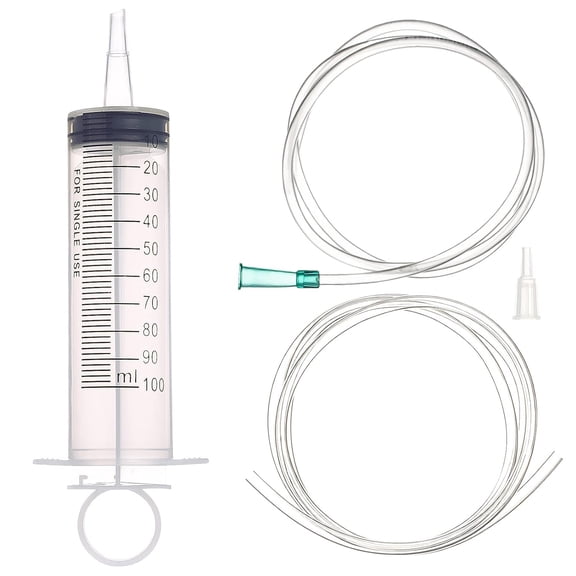 100mL Syringe Catheter Tip with 40 Inch Plastic Tube for Feeding Pets, Liquid Refilling, Drawing Oil Fluid