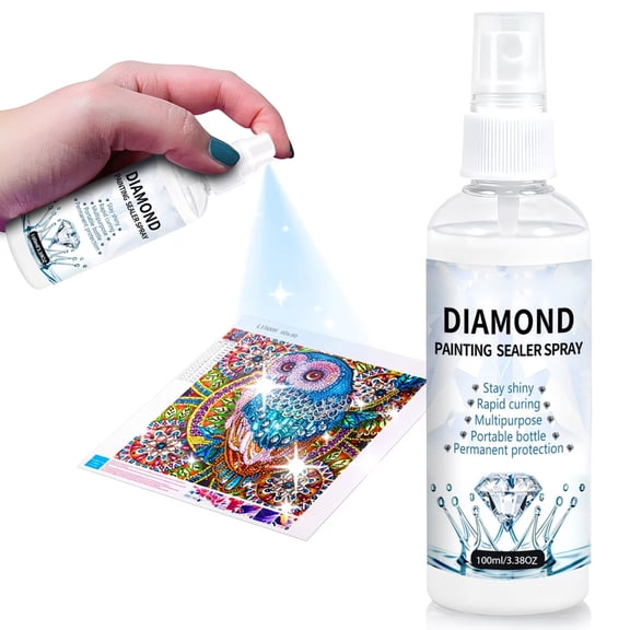 100ml/3.38oz Diamond Painting Sealer Spray, Quick Dry & No Bubbles, Permanent Shine Protection for Diamond Art, Jigsaw Puzzles & Paper Crafts, Clear Non-Yellowing Adhesive Sealer