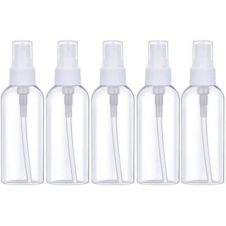100ml /3.4 oz. Spray Bottles, 5 Pack, Empty Plastic Clear Small Travel Bottles with Fine Mist Sprayer for Makeup Cosmetic Containers
