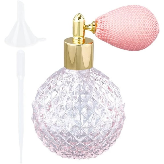 100ml Air Bag Perfume Bottle Pink Clear Perfume Bottles Vintage Atomizer Spray Bottle Refillable Empty Glass Pump Sprayer Makeup Tool with Funnel and Dropper for Cocktail Lotion Oil
