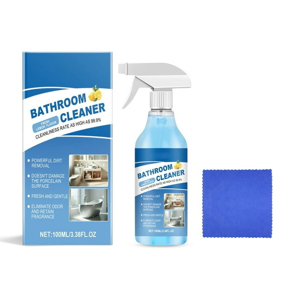 100ml Bathroom Cleaner Spray - Removes Stubborn Bathtub, Shower & Glass Scale, Hard Water Stains | Fast Acting Formula for Tiles & Metal|Lemon
