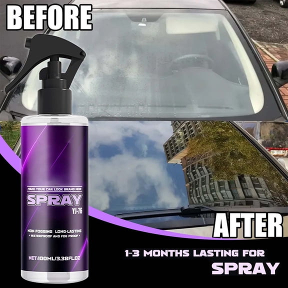 100ml Car Anti-Fog Rain Repellent Spray, Windshield & Mirror Waterproof Fog-Proof Coating, Long-Lasting Clear Vision Treatment for Driving