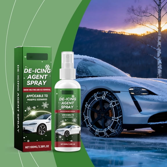100ml Car Glass Deicer Spray, Anti-Freeze, Anti-Fog & Dust Shield, -40C Protection, Fast Ice Melting, Streak-Free Formula, Safe for Tinted Windows, Winter Driving Essential, Portable Bottle