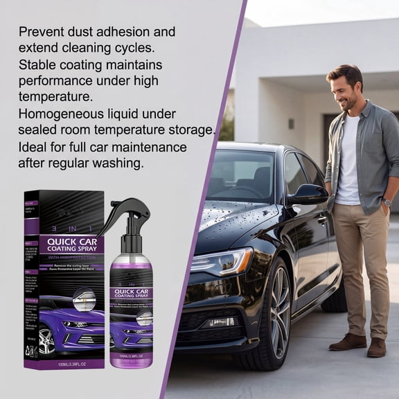 100ml Ceramic Car Coating Spray, 3-in-1 Car Paint Restorer & High Gloss Protector, Hydrophobic Water Spot Repellent & Exterior Polish Spray