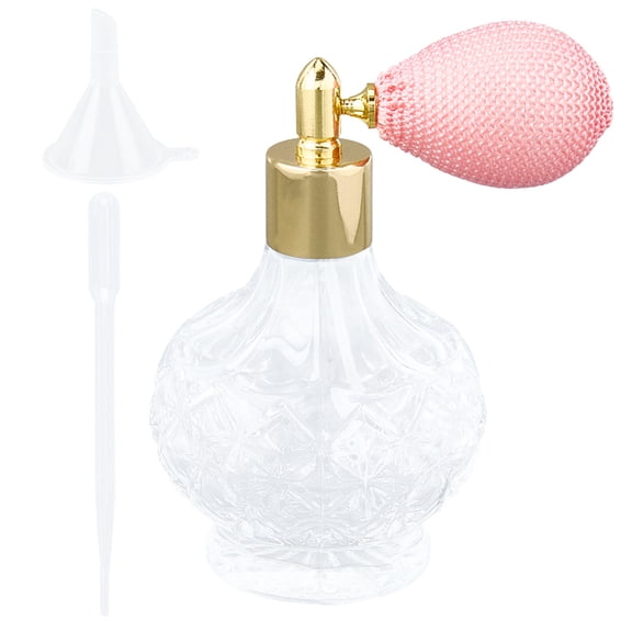 100ml Clear Perfume Bottles Air Bag Perfume Bottle Pink Vintage Atomizer Spray Bottle Refillable Empty Glass Pump Sprayer Makeup Tool with Funnel and Dropper for Cocktail Lotion Oil DIY