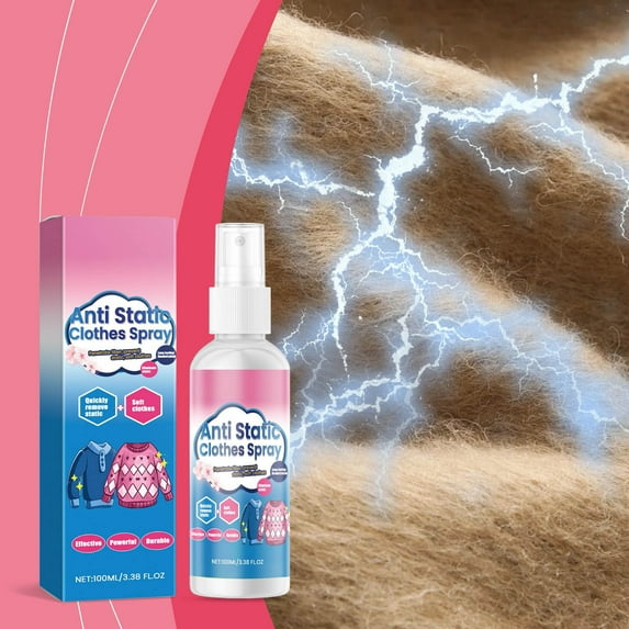 100ml Clothes Anti-Static Wrinkle Release Spray - Fast-Acting Fabric Static Remover, Reduces Wrinkles & Enhances Comfort, Gentle Formula for All Clothing Types, Home & Travel Garment Care Spray