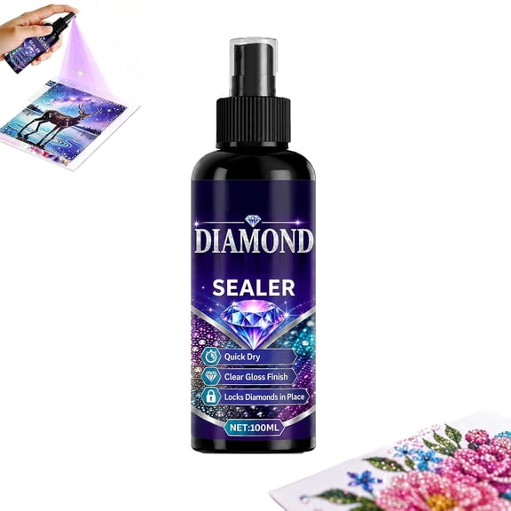 100ml Diamond Art Sealer Spary, High Gloss Diamond Art Sealant Clear Finish, Quick Dry Fixing Glue, Durable and Strong, for Painting, Puzzles, DIY Projects, Etc (1PCS)