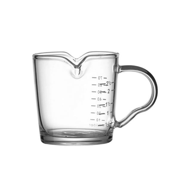 100ml Double Spout Clear Glass Milk Cup with Handle - for Coffee, Tea, and Milk - Microwave & Dishwasher Safe