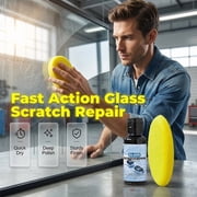 100ml Glass Scratch Repair Liquid, Heavy-Duty Polish Kit with Sponge, Transparent Surface Scratch Remover for Car Windows and Mirrors