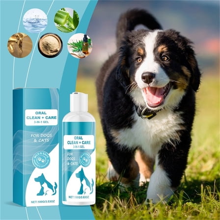 100ml Pet Oral Cleaning Gel for Dogs and Cats with Natural Extracts to Remove Stains Freshen Breath and Strengthen Oral Health