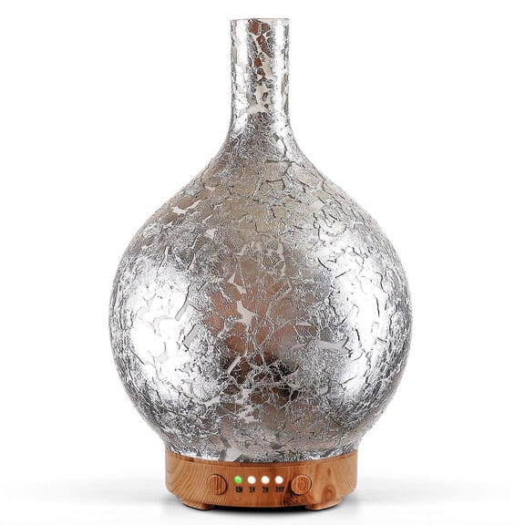 150ml Porseme Silver Plated Essential Oil Diffuser Glass Aromatherapy Ultrasonic Humidifier Cool Mist, Auto Shut-Off,Timer Setting, BPA Free for Home Hotel Yoga Leisure SPA Office Premium Gift
