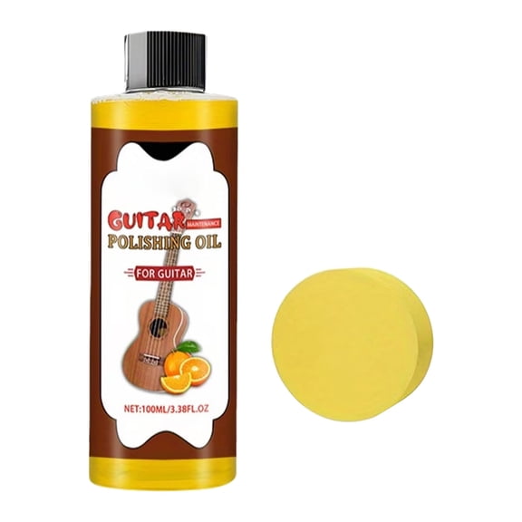 100ml Portable Guitar Care Oil, Guitar Bass Violin Oil, Conditioner Cleaner With Sponge, for Wooden Instruments Antis-Oxidation Shine And Dusts Protection