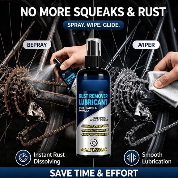100ml Rust Remover Lubricant Spray with Applicator Sponge, Multi-Purpose Penetrating Oil for Hinges Bolts Screws Metal Parts, Anti-Rust Protective Coating