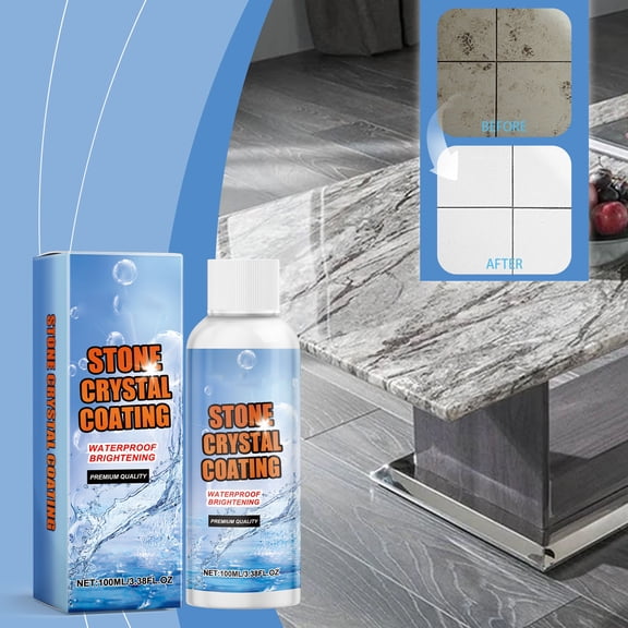 100ml Stone Brightener Crystal Plating Agent, Multi Surface Polish for Ceramic Tile and Countertops, Stain Remover and Gloss Restorer for Floors and Furniture