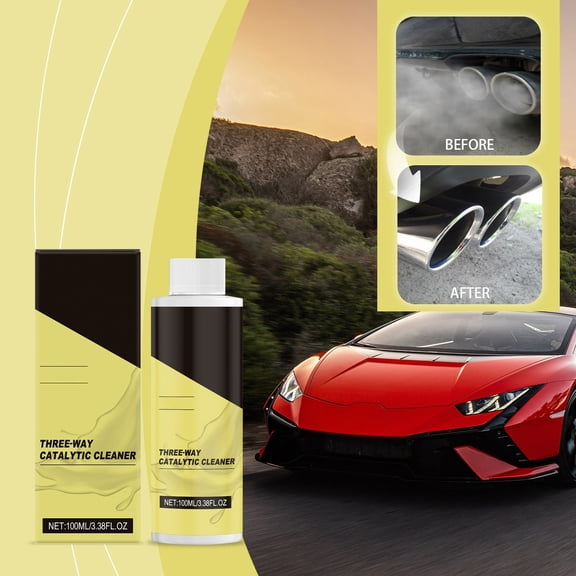 100ml Three Way Catalytic Converter Cleaner, Powerful Carbon Deposit Removal Fuel Additive, Engine Exhaust System Protection Improves Power Fuel Economy for Gasoline Diesel Vehicles