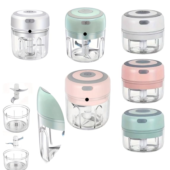 100ml USB Rechargeable Mini Electric Garlic Chopper, Portable Small Food Processor with Stainless Steel Blades, Compact Wireless Onion Veggie Mincer for Garlic, Chili, Meat, Food,Blue