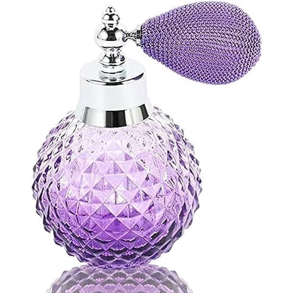 100ml Vintage Crystal Glass Atomizer Perfume Bottle Spray Clear Lady Gift Glass Perfume Bottle (Purple)