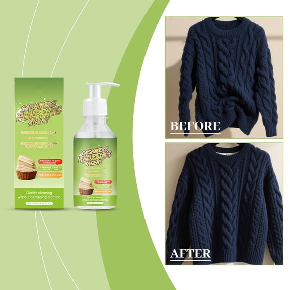 100ml Wool Sweater Shrinkage Reducer - Fluffiness Care Liquid for Sweaters, Repairs Shrunken Wool, Restores Softness, Easy to Use, Suitable for All Wool Garments, 3.38fl.oz, Green