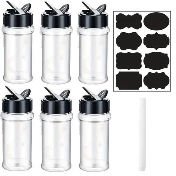 100ml plastic spice jar with shaker lid Label and pens seasoning container 3.5oz spice container with black lid seasoning jar fo