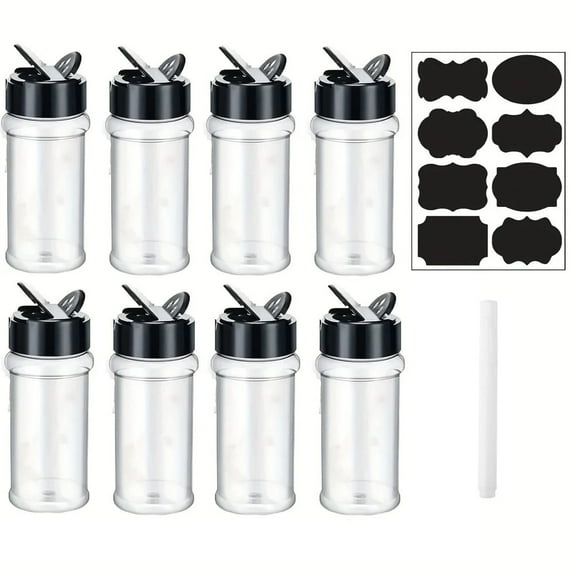 100ml plastic spice jar with shaker lid Label and pens seasoning container 3.5oz spice container with black lid seasoning jar fo