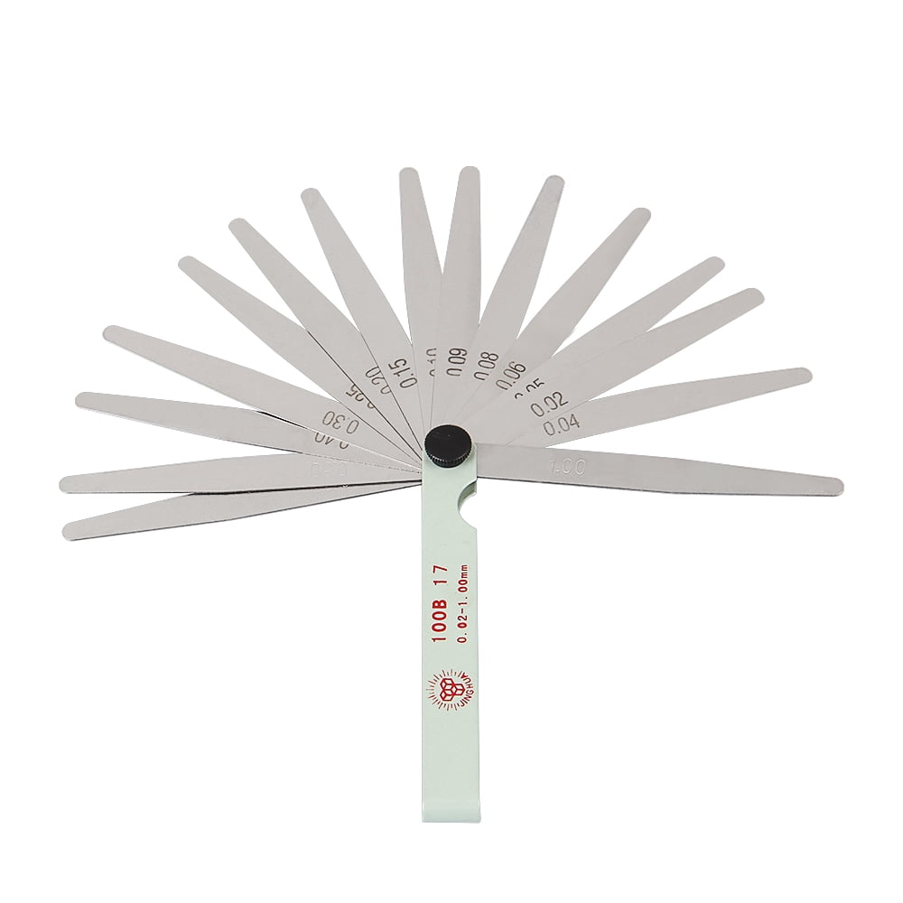 100mm 0.01- 1.0mm Thickness Metric Feeler Gauge 17 Blades Stainless Steel Gauge for Gap Valve Measure Tool ,Easy to Use