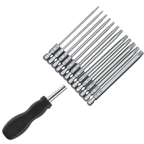 100mm 1/4inch Hexagonal Shank Blossom Head Screw Driver Bit Set Security Star Screwdriver Tool with Handle