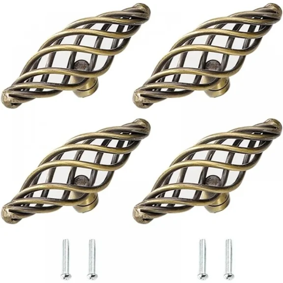 100mm 2 pcs Antique Bronze Furniture Handles, Vintage Birdcage
