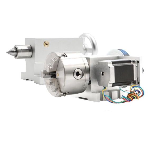 100mm CNC 4th Axis+Tailstock, CNC Dividing Head/Rotation Axis/A Axis Kit For Mini CNC Router/engraver Woodworking Engraving ,Low Noise