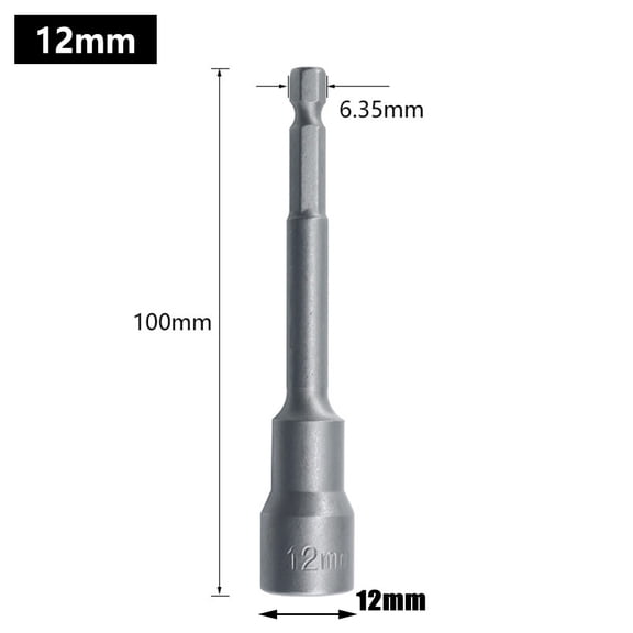100mm Long 12mm Hexagon Nut Driver Drill Bit Socket Wrench Extension Sleeve