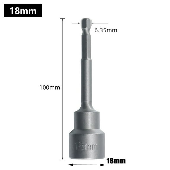 100mm Long 6mm-19mm Hexagon Nut Driver Drill Bit Socket Wrench Extension Sleeve