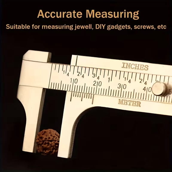 100mm Mini Vernier Caliper Brass Pocket-Sized Precision Measuring Tool with Metric & Imperial Dual Scales for Woodworking Metalworking DIY
