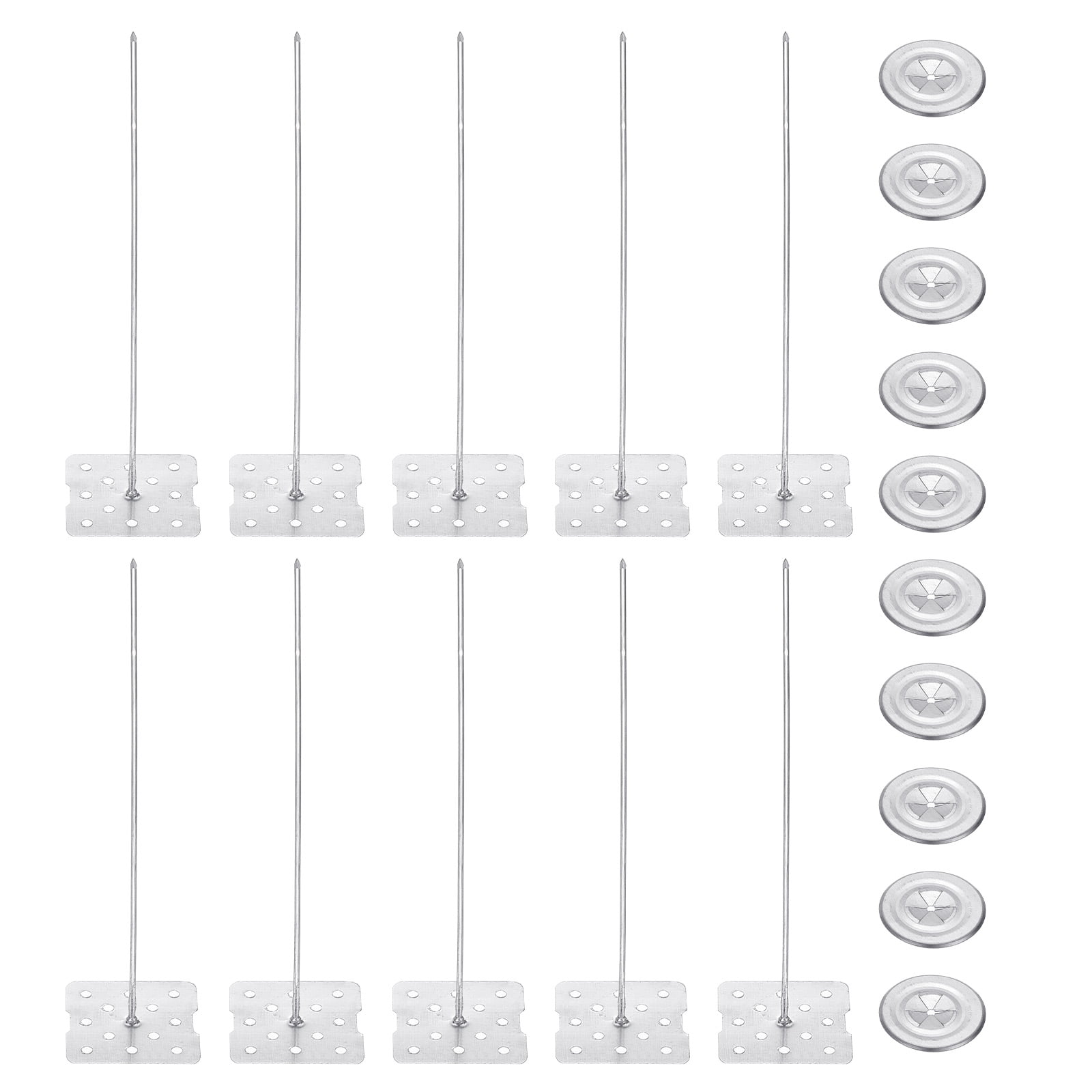100mm Perforated Insulation Pins with Round Washer,100 Sets 2in Insulating Nails Wall Plug for Fixing Foam Boards to Wall or Ceiling
