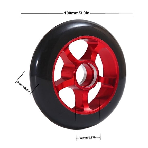 100mm Pro Scooter Wheels with Bearings Aluminum Alloy Wheel Hub High Elasticity