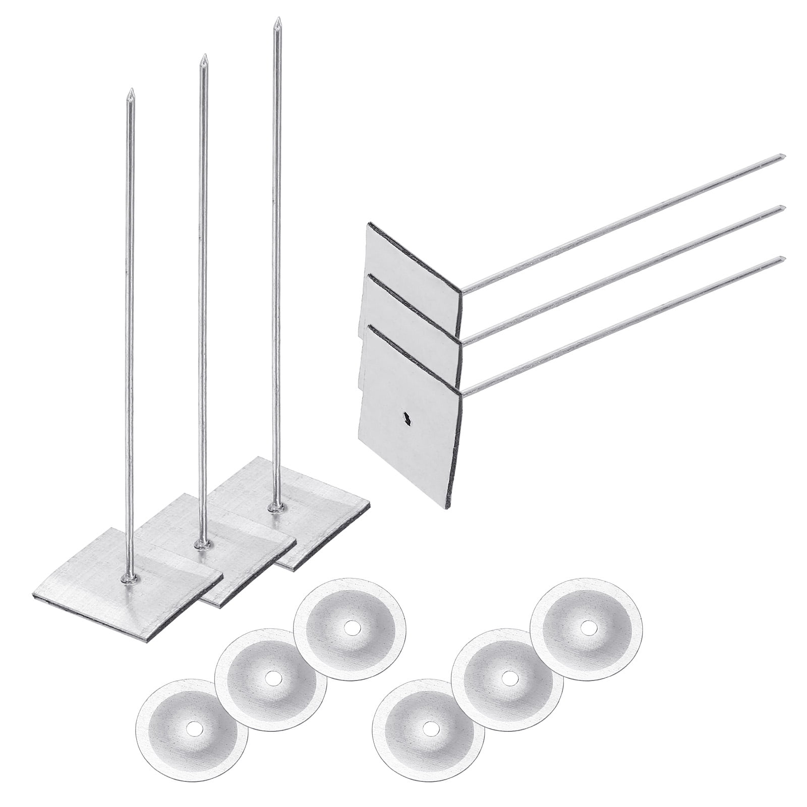 100mm Self Stick Insulation Pins, 100Sets 0.95in Self Locking Washers Aluminum Insulation Hangers Cap Round Washers for Foam Board Wall Floor Ceiling