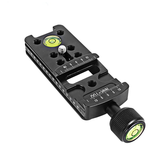 100mm Tripod Quick Release Plate Clamp Adapter with Two-Way Card Slot for DSLR Cameras Aluminum Alloy Arca Swiss Compatible, 1/4" Screw Holes for Secure Mounting