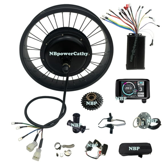 170mm Dropout 26*4.0inch 100mm Width Wheelrim 72v3000w FatTireEbikeKitRear Hub Motor Kit with 80A Dual Hall Controller and UKC1 Display