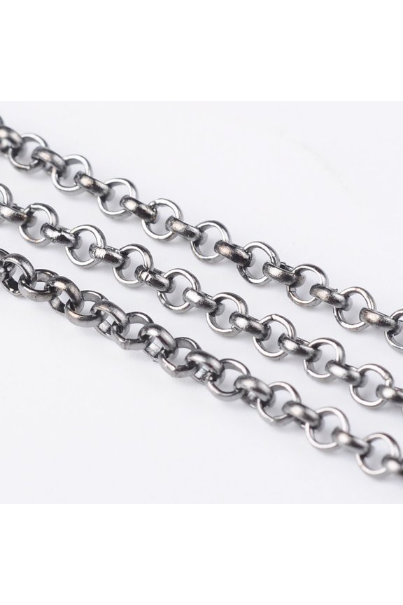100ms Iron Chains Belcher Chain Unwelded Cadmium Free & Nickel Free & Lead Free Gunmetal 2.5x1mm about 328.08 Feet(100m)/roll