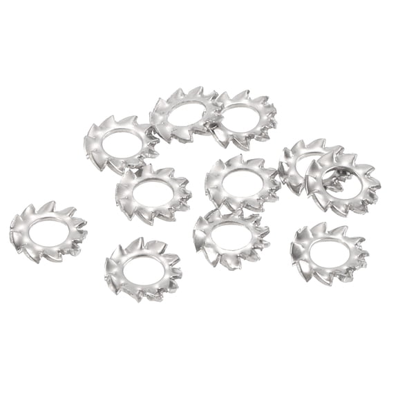 100pack External Tooth Star Lock Washers, M2.5 304 Stainless Steel Lock Washer for Equipment Fasteners, Silver
