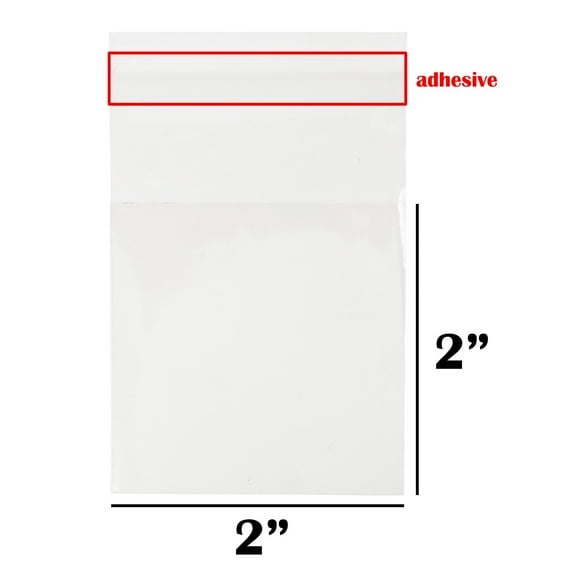 100pc 2" x 2" 2Mil Clear Flat Re-Sealable Food Grade Cellophane OPP Bags for Candy, Cookies, Baked Goods, Packaging and Retail